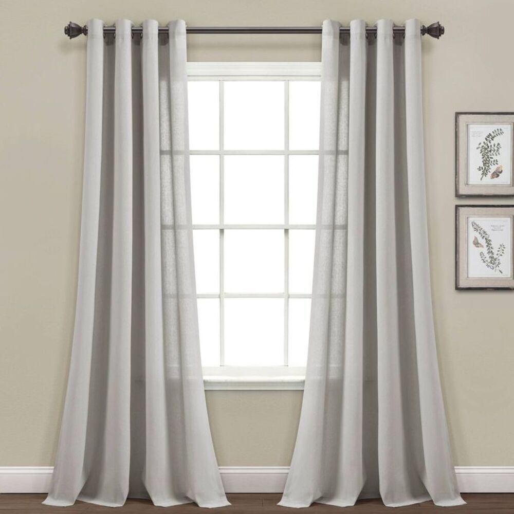 Lush Decor - Set of 2 (84"x52") Faux Linen Grommet Window Curta Gray